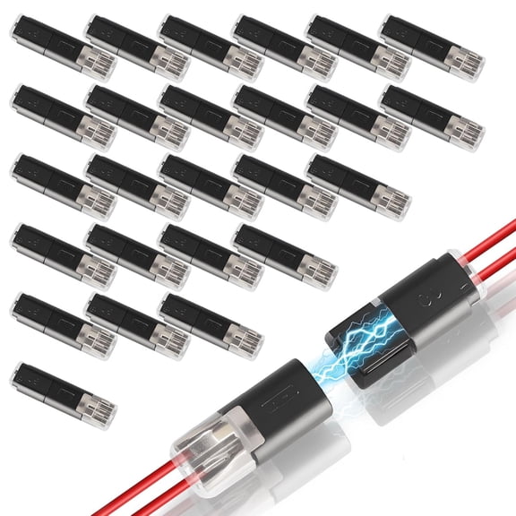60pcs Double-Wire Plug-in Connector with Locking Buckle, Quick-Clip Fasteners Multi-Purpose Snap-On Blocks for Strip Lights DIY Crafting, Low-Voltage Decor & Model Kits