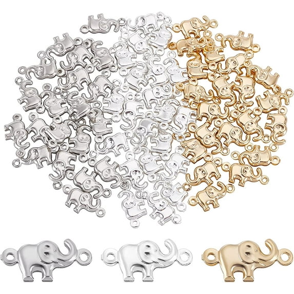60pcs Elephant Charms 3 Colors Animal Elephant Connectors Lucky Metal Brass Links Charms for DIY DIY Earring Bracelet Necklace Jewelry Making
