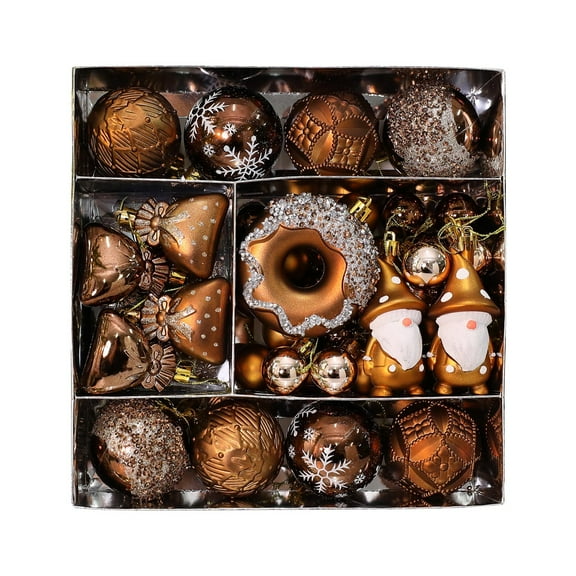 60pcs Flocked Plastic Christmas Ball Ornaments Set, Metallic Plated Christmas Tree Decorations with Hanging Ropes, Assorted Sizes Holiday Party Decoration Supplies for Home & Party