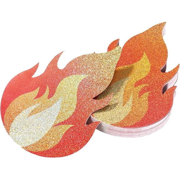 60pcs Glitter Fire Cutouts, 12x8.5cm/4.72x3.35in Paper Fire Cutouts