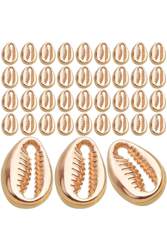 60pcs Golden Plated Seashells Tooth Pendant Charms Alloy Simulation Shell Teeth Bead Charms Accessories for DIY Bracelets Necklaces Crafts Jewelry Making