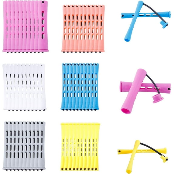 60pcs Hair Perm Rods 6 Sizes Perm Rods for Natural Hair Cold Wave Rod Hair Curler Styling Tools for Curly Wavy Hair