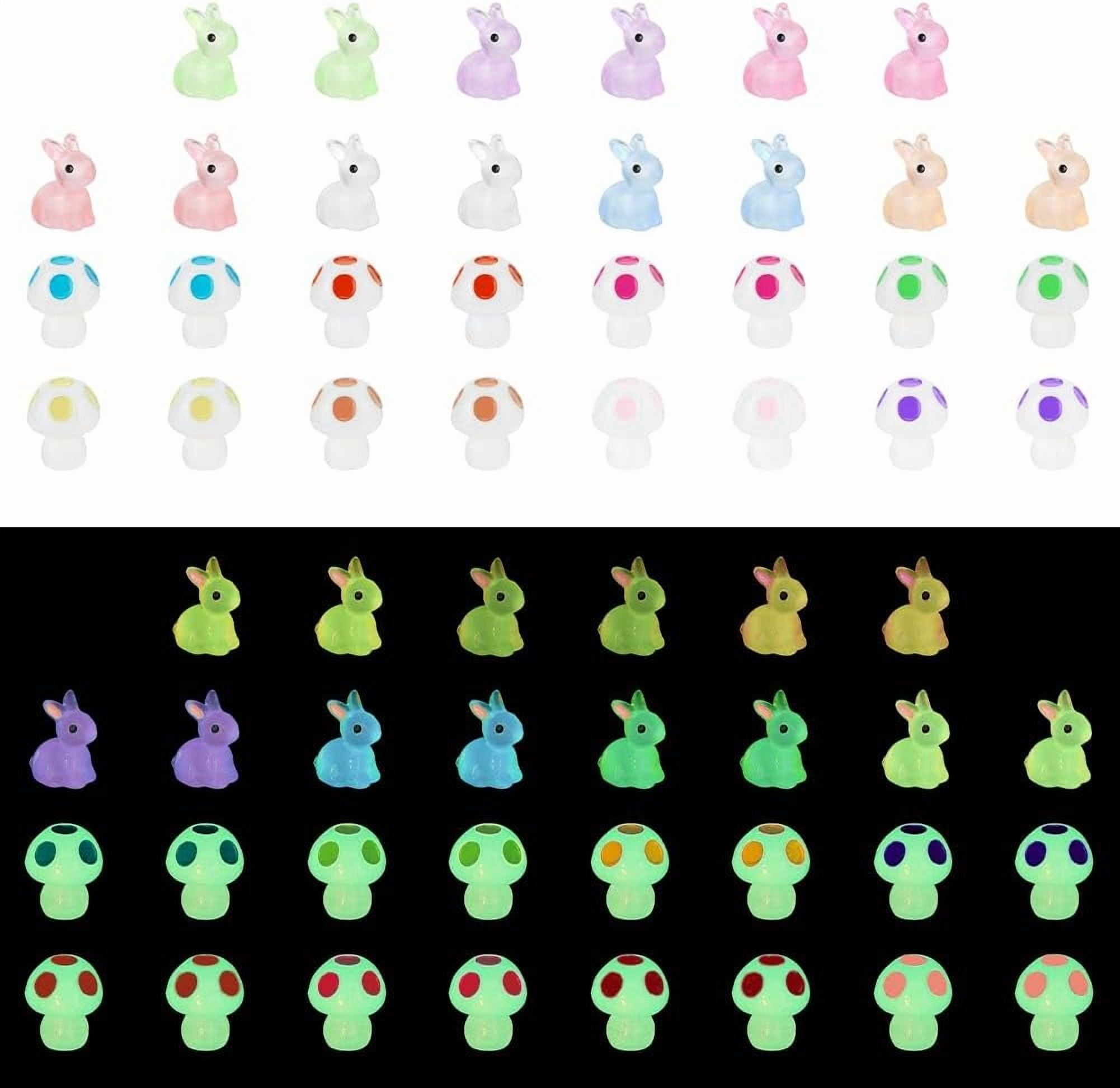 60pcs Luminous Rabbit Mushroom 15 Style Mini Resin Bunny Mushroom ...