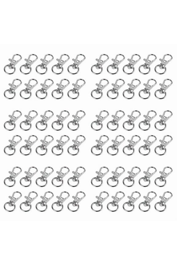 60pcs Metal Clasp Swivel Trigger Clips Snap Hooks Key Ring Bags DIY Craft Silver