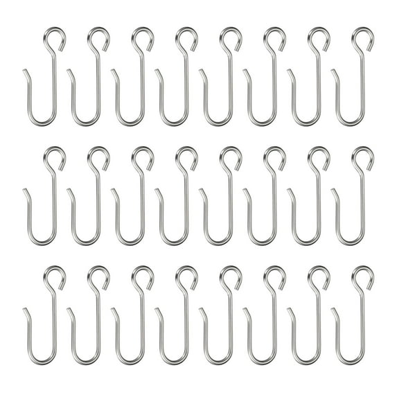 60pcs Metal Curtain Track Hooks, Stainless Steel Curtain Hooks S Shaped Metal Curtain Wire Hooks