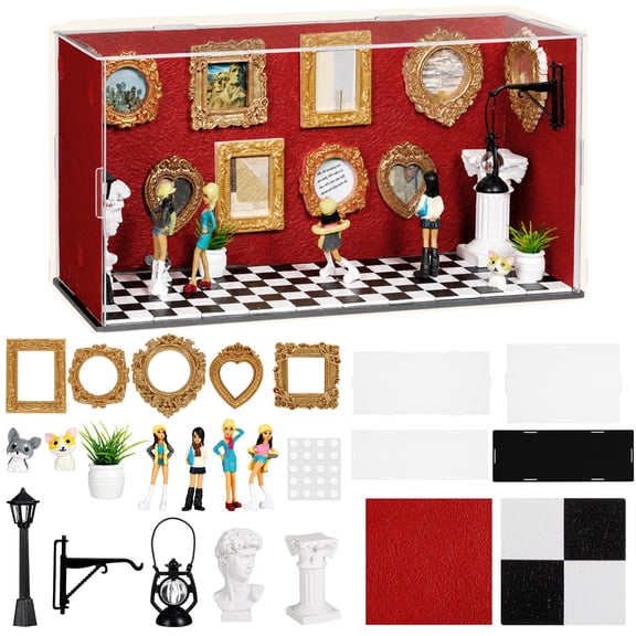 60pcs Mini DIY Museum Silhouette Shadow Box Kit with Acrylic Shadow Box Frame, Mini Figurines & Frames, Custom Memory Collage for Pictures, Crafts & Home Decor Gift