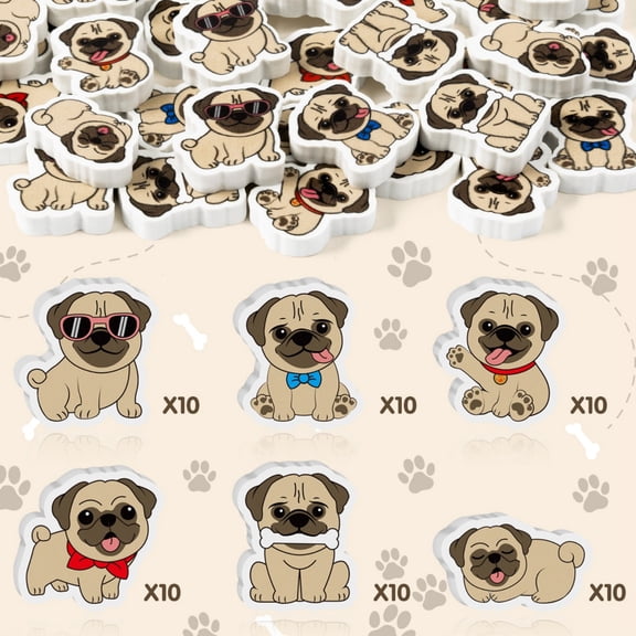 Laffact Dog Shape Pencil Erasers,Cute Dog Pencil Erasers for Writing Party Favor Stationery Gift,60 Count