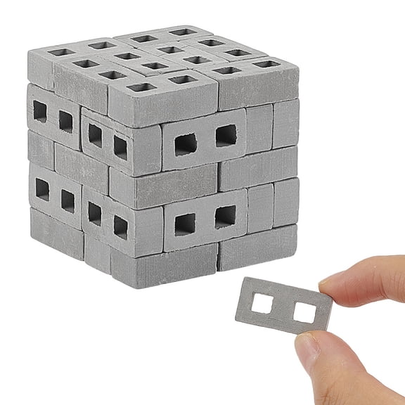 60pcs Mini Polymer Clay Bricks Dollhouse Furniture Accessories Dark Gray 28.5x14x9mm