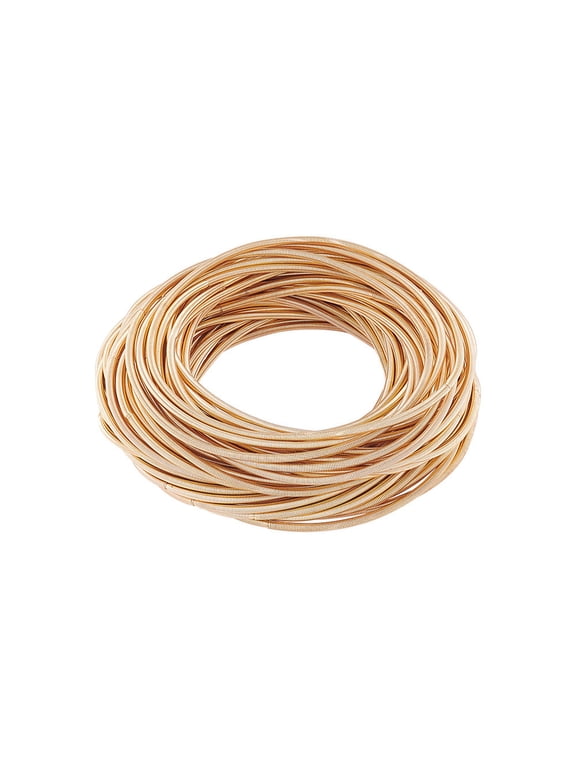 60pcs Minimalist Steel Spring Chain Stretch Bracelets 58.5mm Guitar String Coil Bracelets Gold String Bracelets for DIY