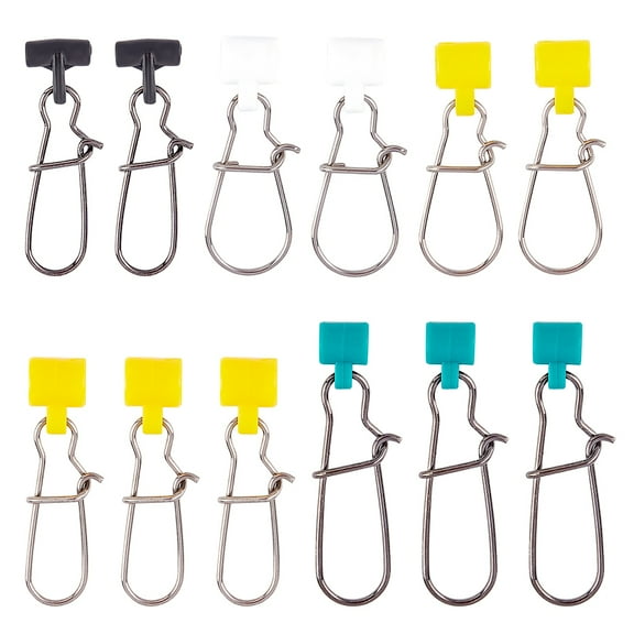 60pcs Mixed Color Fishing Line Sinker Slide Snaps with Duo Lock Snap Heavy Duty Sinker Sliders Fishing Accessories 42x18x8mm