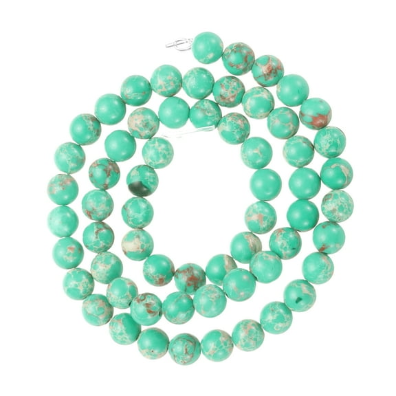 60pcs Natural Galaxy Sea Sediment Beads 6mm Polished Round Smooth Gemstone Loose Beads (15" Length, Mixed Green)