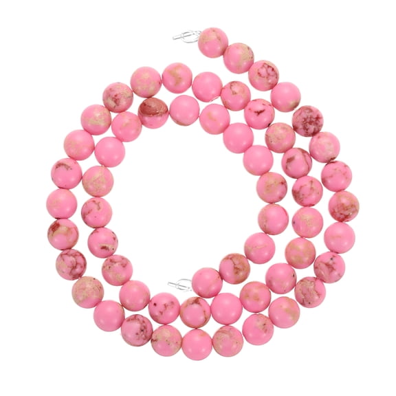60pcs Natural Galaxy Sea Sediment Beads 6mm Polished Round Smooth Gemstone Loose Beads (15" Length, Mixed Pink)