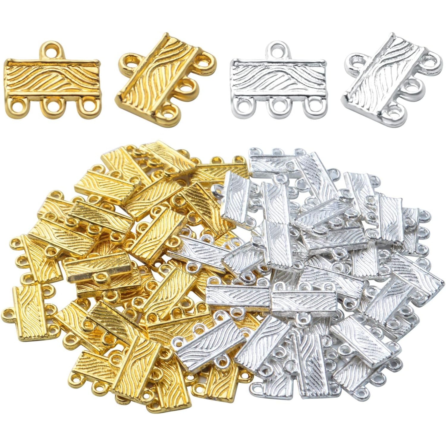 60pcs Necklace Connector Alloy Rectangle Multi Strand Bracelet Layer ...