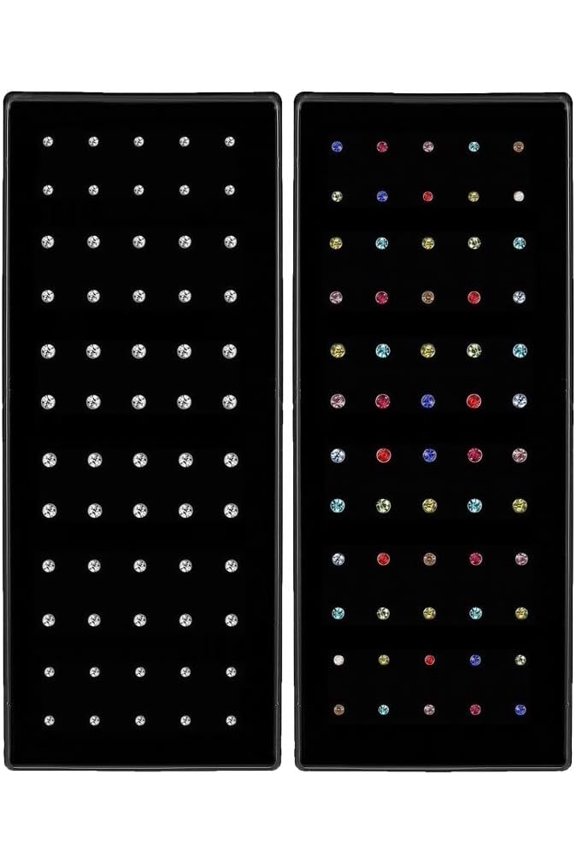 60pcs Nose Studs Straight Nose Rings, Surgical Stainless Steel Rhinestone Nose Piercing Jewelry Hypoallergenic 1.8mm Nose Stud Jewelry for Women and Men