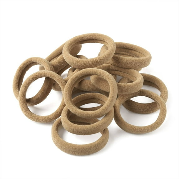 60pcs Nylon Elastic Hair Ties Hair Ties Bands Rope No Crease Elastic Fabric Large Cotton Stretch Ouchless Ponytail Holders (60pcs-Tan(HT007-17))