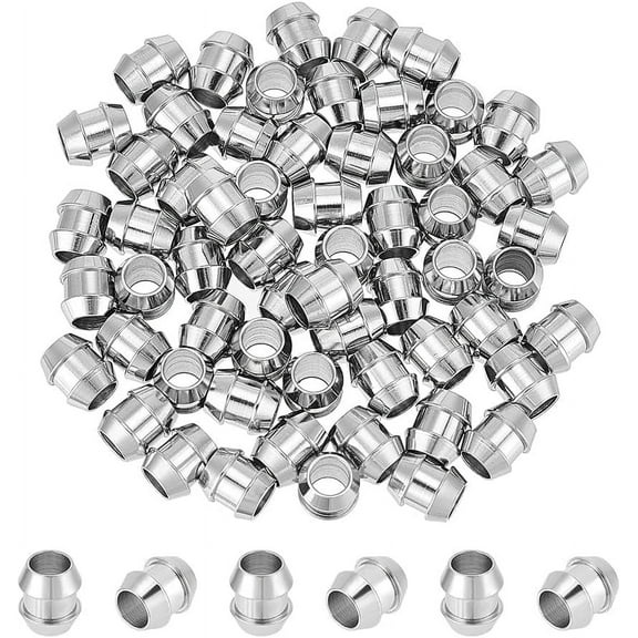 60pcs Paracord Column Beads Stainless Steel Groove Spacers Lanyard Beads 4.2mm for DIY Jewelry Making