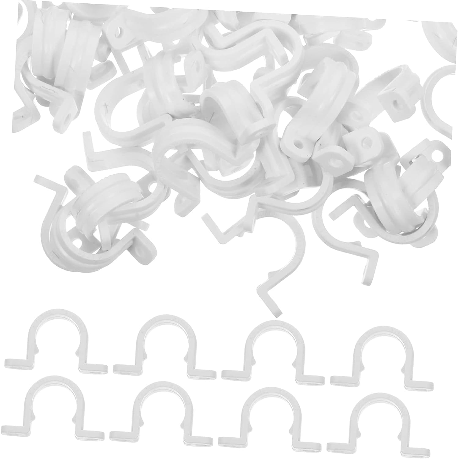 60pcs Pipe Clamp Cable Tie Mounts U Clips Plastic Hose Clamp Tube Tension Clips U Bracket Pipe