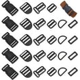 thumbnail image 1 of 60pcs Plastic Buckle Set 10pcs Ladder Lock Slider Buckle 10pcs Side Release Buckle 20pcs Tri-Glide Adjuster Buckle 10pcs D-ring 10pcs Rectangle Loop Buckle for Nylon Strap Webbing Collar, 1 of 7