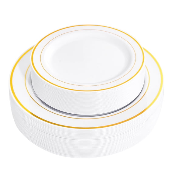60pcs Plastic Plates - Heavy Duty White And Disposable For Year Party/wedding Include 30pcs 10.25" Dinner 7.5" Dessert