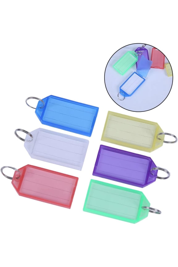 Key Tag 60pcs Multicolor Plastic Key Fobs Luggage ID Tags Labels with Key Rings (Red + Yellow + Sky Blue + Green + White + Purple, 10 for Each) Key ID Tags