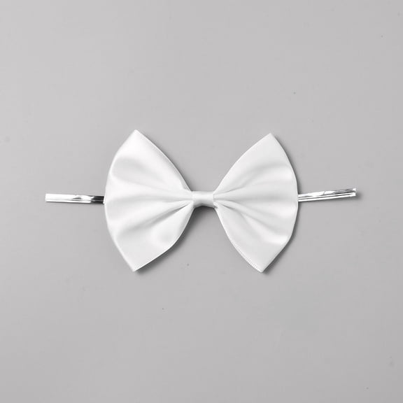 60pcs Polyester Packaging Ribbon Bows Gift Pull Bows with Iron Wire Twist Ties for DIY Gift Wrap Decoration Wedding Candy Party Decoration White 151x68x11mm