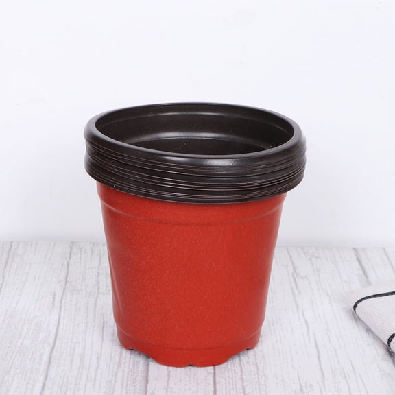 OUNONA 60PCS Soft Flower Pots for Plant Red Lightweight with Drain Holes 2-Tone PP Material