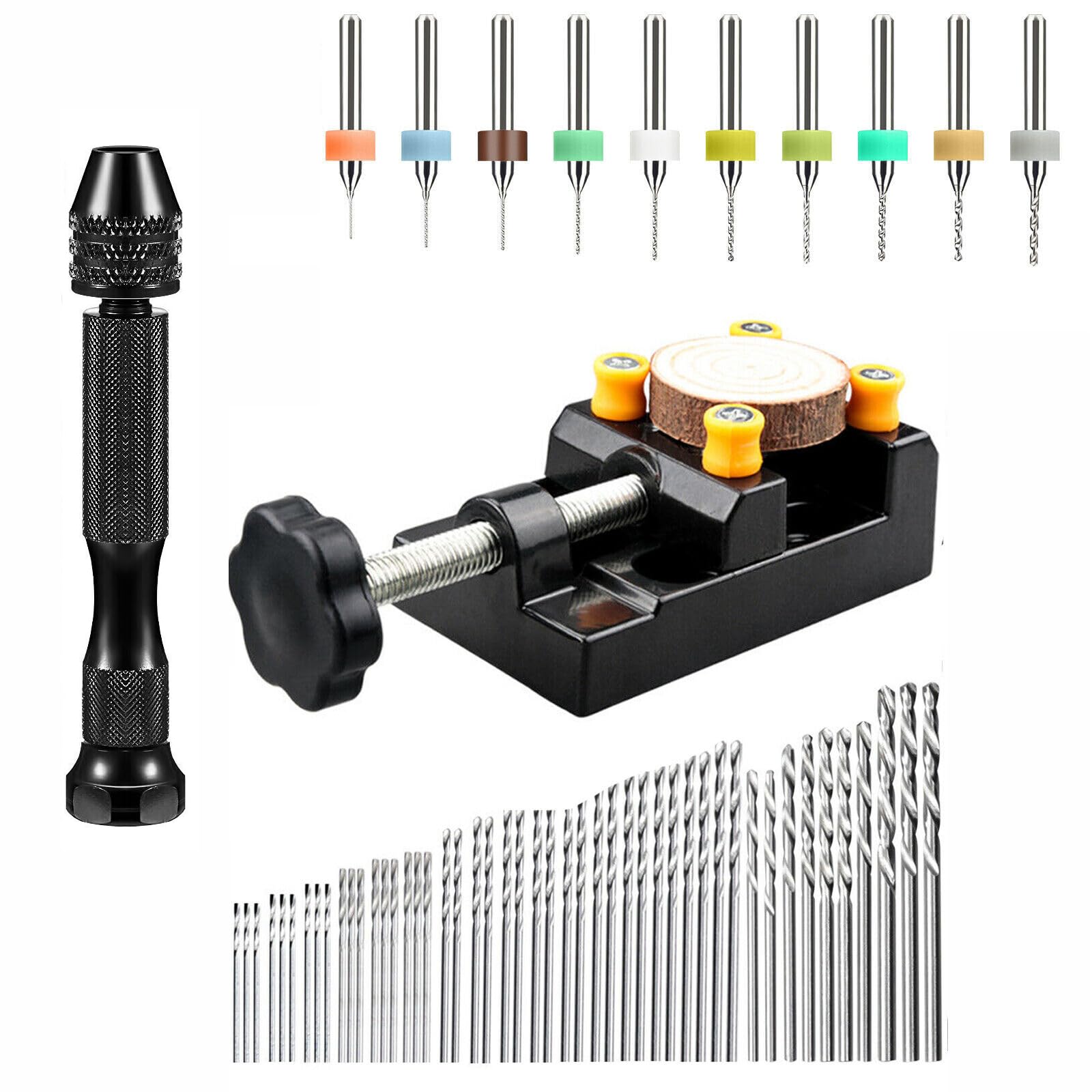 60pcs Precision Pin Vise Micro Drill Bits Hand Twist Drill Bits Set Rotary Tools Kit for Diy Assembling Electronics