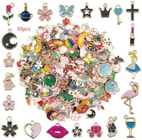 60pcs Random alloy enamel Pendant Jewelry Making DIY Keychain Earrings ...