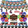 thumbnail image 1 of 60pcs Roblox Party Decoration Set Banners Balloon Cake Toppers Swirls, 1 of 5