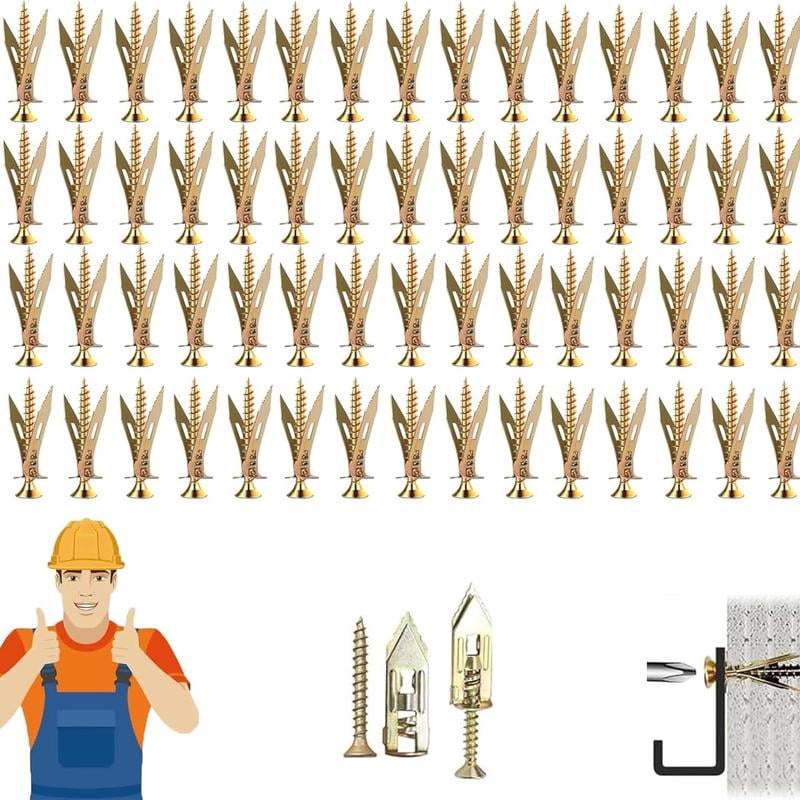 Hilitchi 160-Piece Zinc & Plastic Self-Drilling Drywall Anchor Assortment – No Pre-Drilling Needed, With Case