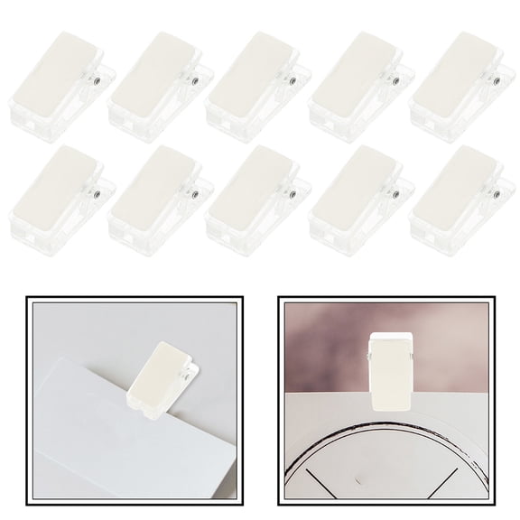 ETHZZLE 60Pcs Clear Plastic Spring Clips for Name Tags Self Adhesive Badge Clips for Work Badges