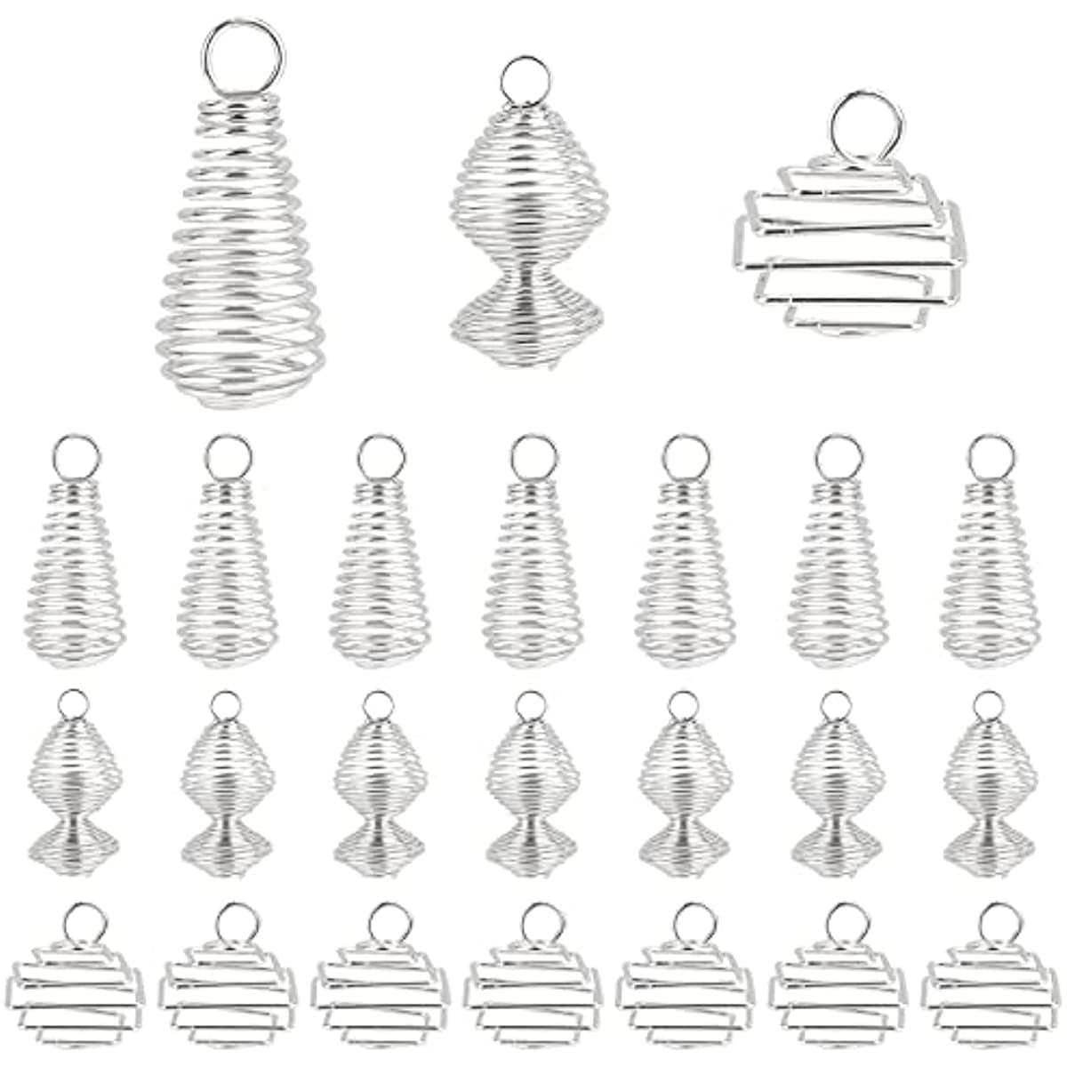 24pcs 4 Sizes Spiral Bead Cages Pendants Stone Holder Necklace
