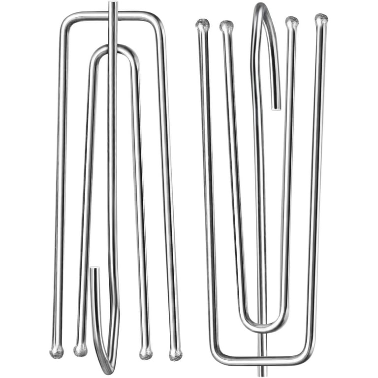 60pcs Stainless Steel Curtain Pleater Tape Hooks, Drapery Hook and Pin for  Pleated Drapes and 4 Prongs Pinch Pleat Hook Clips for Window Curtain