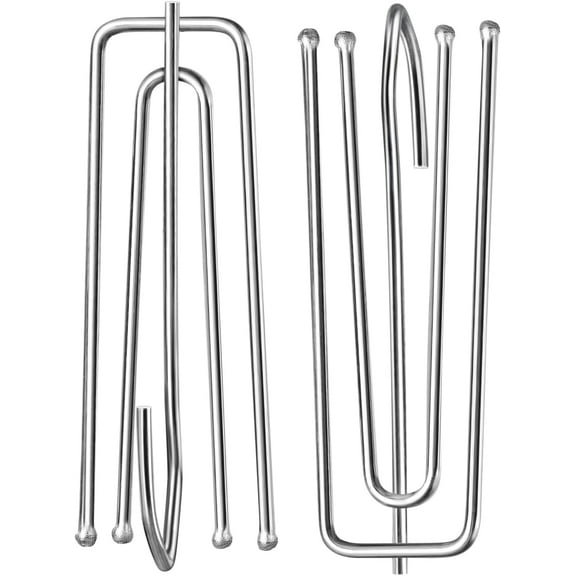 60pcs Stainless Steel Curtain Pleater Tape Hooks, Drapery Hook and Pin for Pleated Drapes and 4 Prongs Pinch Pleat Hook Clips for Window Curtain, Shower Curtain, Door Curtain