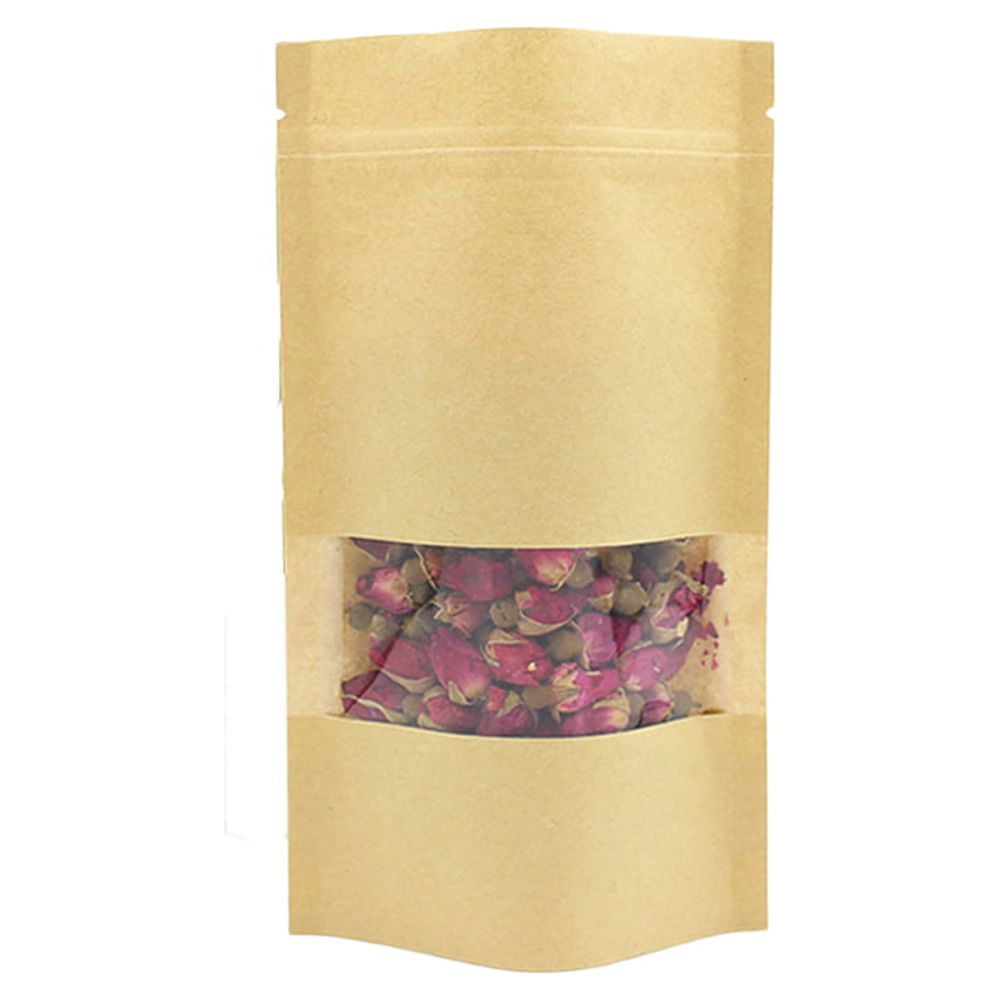 60pcs Stand Up Kraft Paper Bag Reusable Zip Lock Sealing with