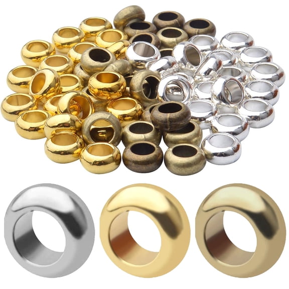 60pcs Tibetan European Spacer Loose Hole Metal Beads for Necklace Bracelet Jewelry Making,1065mm