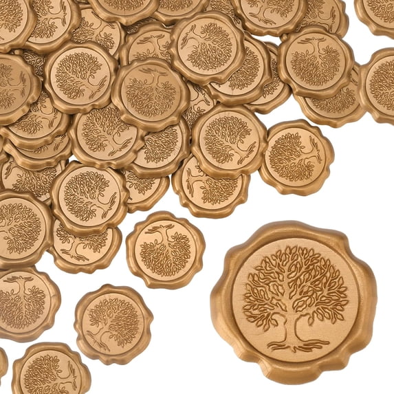 60pcs Tree of Life Wax Seal Stickers 1.18/30mm Adhesive Wax Seal Stamp Stickers Self Adhesive Gold Vintage Envelope for Wedding Invitation Cards Party Favors Craft Gift 1box