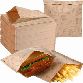 60pcs Unbleached Kraft Paper Bags for Sandwiches, Bread, Snacks Eco-Friendly Oil-Proof Food Packaging for Bakery, Cafe, Restaurant & Home Use