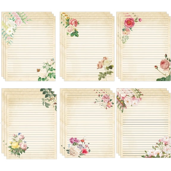 60pcs Vintage Flower Stationery Letterhead Writing Paper, Office School | Retro Flower Blossob Border Notes Greeting 8.5 x 11 Inchfor Wedding Birthday Invitation Office School Brand: Pop Resin