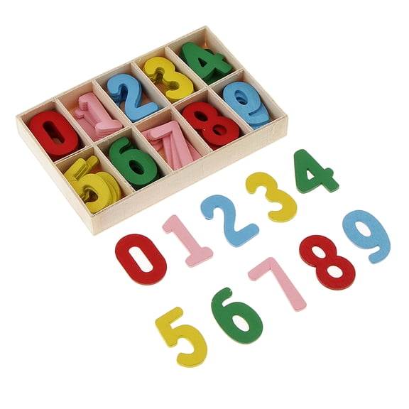 60pcs Wooden 0-9 Arabic Number Shapes Pieces For