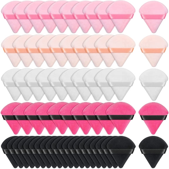 60pcs powder puffs for face powder, Triangle Powder Puff for Setting Powder, Makeup Puffs for Loose Powder and Press Powder, Makeup Sponge Powder Applicator for Face and Eye