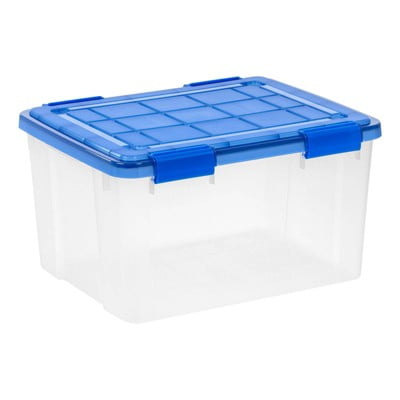 60qt Clear Plastic Storage Bin: Stackable, Air Tight, Moisture-Resistant with Latches
