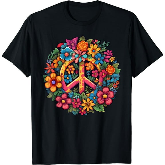 60s 70s Hippie Costume PEACE SIGN LOVE garden Flower lover T-Shirt mens t shirt，black，women，funny，misfits，men，journey