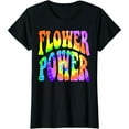 thumbnail image 1 of 60s 70s Retro Hippie Batik Spiral Flower Power Black Casual T-Shirt Unisex, 1 of 5