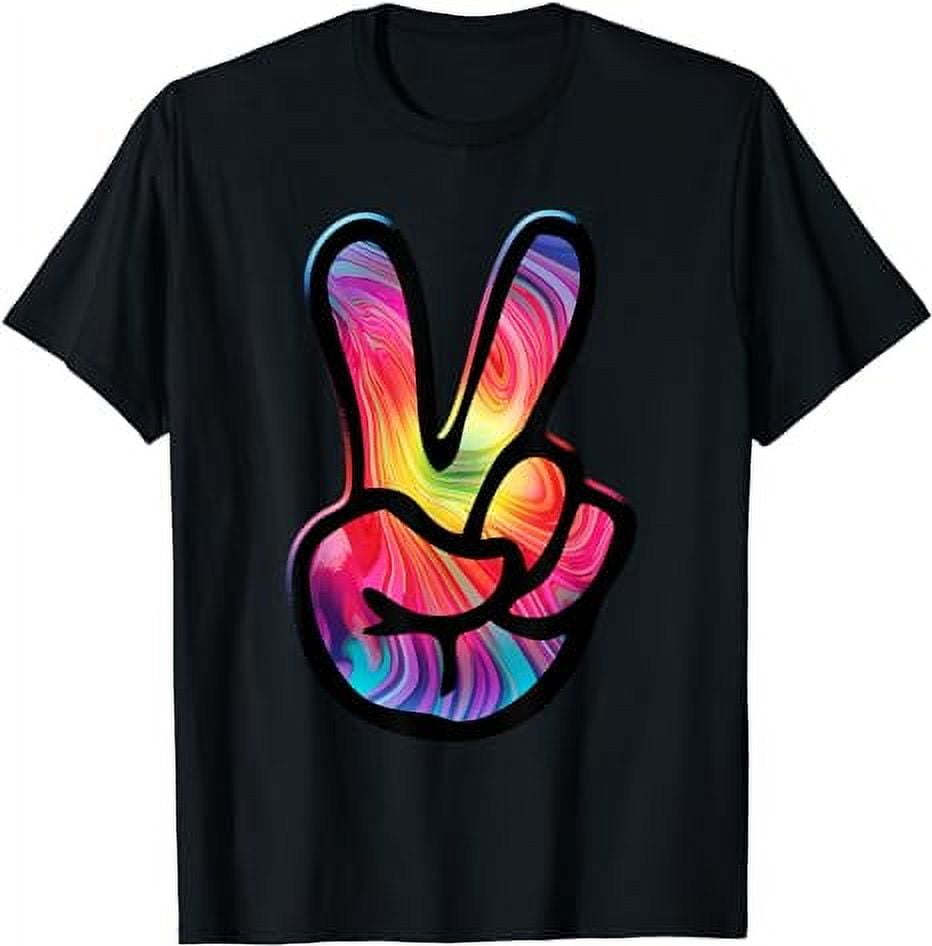 Hippie Tie dye Peace Sign Pattern Print Women Crewneck Sweatshirt main image 0