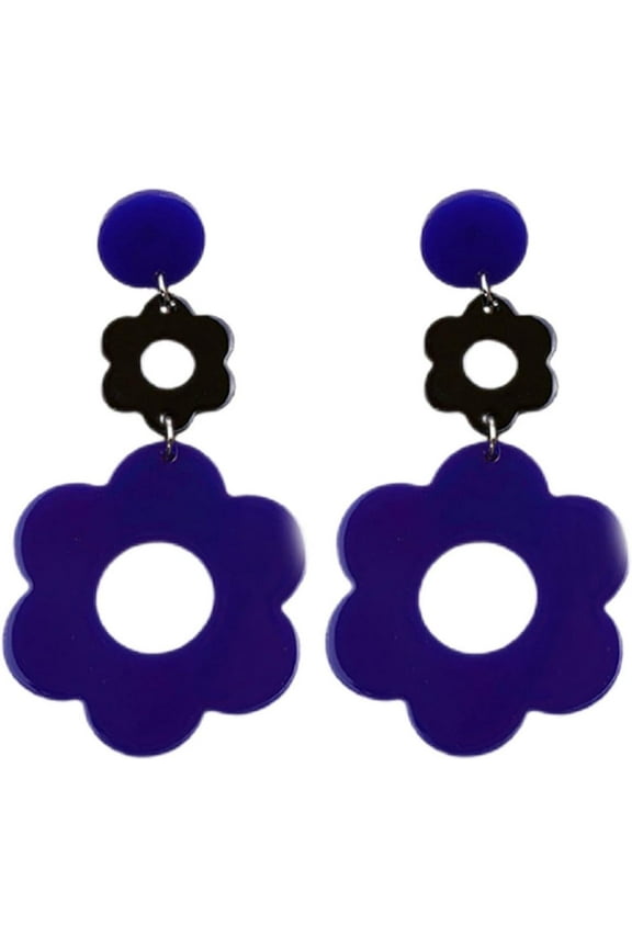 60s 70s Vintage Daisy Flower Floral Drop Dangle Earring for Women Bohemian Retro Resin Acrylic Petal Statement Earring Lovely Jewelry Birthday Gift