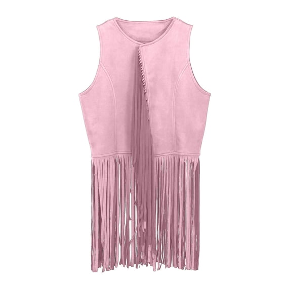 60s 70s Western Cowboy Cow Girl Vest Outfits Hippie Set Kids Girls Fringe Tassel Vest Party