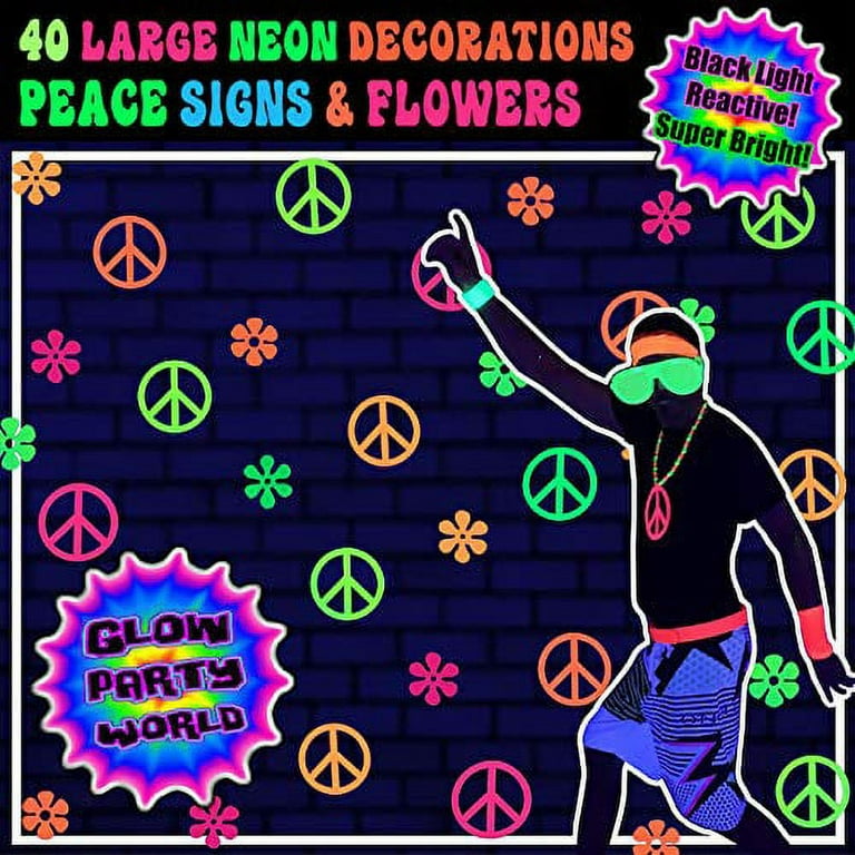 Glow Party Neon Garlands Retro 80s Decor Black Light Party 