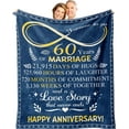 thumbnail image 1 of 60th Anniversary Blanket Gifts, 60th Anniversary Decorations, 60th Anniversary Wedding Gift Ideas, 60th Anniversary for Parents, Grandparents, Friends, Dad, Mom Throw Blanket 60"x50", 1 of 6