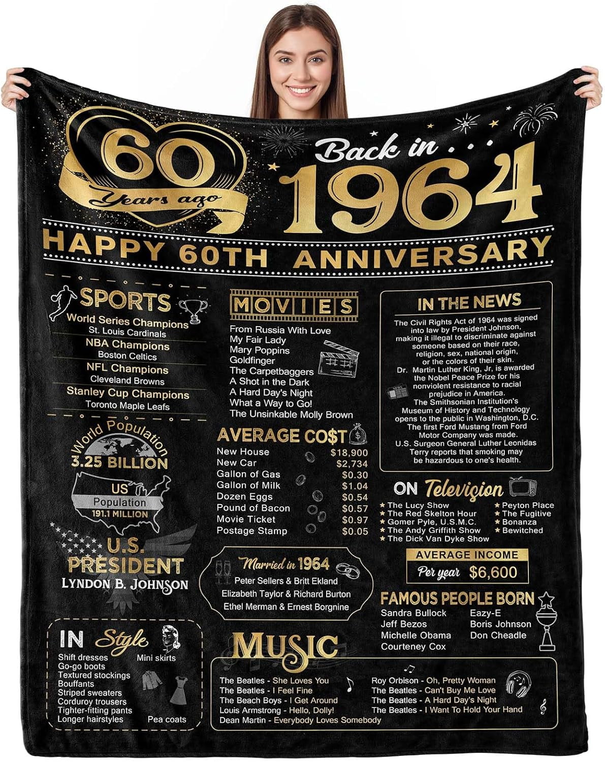 60th Anniversary Blanket Gifts Gift for 60th Wedding Anniversary